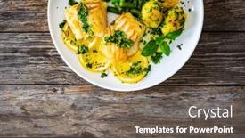  Presentation with beans - Presentation featuring fish-dish-fried-cod background and a gray colored foreground