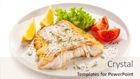  Presentation with fish - Colorful PPT theme enhanced with fish-dish-fried-fish-fillet backdrop and a lemonade colored foreground