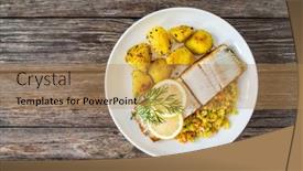  Presentation with fish - Slides having fish-dish-fried-halibut background and a coral colored foreground