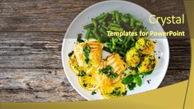  Presentation with fish - PPT theme having fish-dish-fried-halibut background and a tawny brown colored foreground