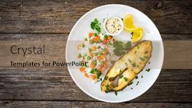  Presentation with carrots - PPT theme consisting of fish-dish-fried-halibut background and a coral colored foreground