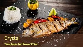  Presentation with trout - Colorful theme enhanced with fish-dish-roast-trout backdrop and a tawny brown colored foreground