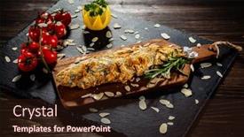  Presentation with trout - Amazing PPT layouts having fish-dish-roast-trout backdrop and a wine colored foreground