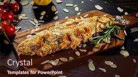  Presentation with trout - Beautiful theme featuring fish-dish-roast-trout backdrop and a wine colored foreground