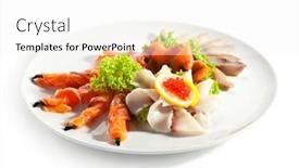  Presentation with salmon dish - Amazing presentation theme having fish dish - trout mackerel salmon and red caviar backdrop and a white colored foreground