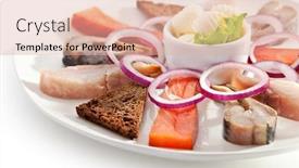  Presentation with salmon dish - Amazing slide set having fish dish - trout mackerel salmon and butter bowl backdrop and a lemonade colored foreground