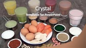  Presentation with food body - Beautiful slide deck featuring fish eggs and supplement powder backdrop and a gray colored foreground