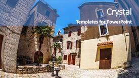  Presentation with kotor montenegro - Slide set consisting of english bulldog puppy trying to sneak kibble out of dog food bin background and a gray colored foreground