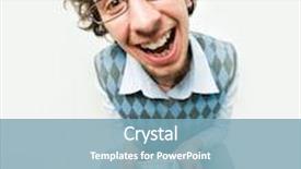  Presentation with eye - PPT theme with fish-eye shot of happy young man holding several packs of dollars and smiling background and a light blue colored foreground