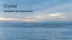  Presentation with fish farm - Colorful theme enhanced with fish farm in the coast backdrop and a light blue colored foreground