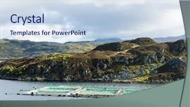  Presentation with salmon fish - Cool new PPT layouts with fish farming - salmon farm loch a chairn backdrop and a sky blue colored foreground