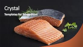  Presentation with salmon fish - Presentation theme consisting of fish farming - salmon fillet on a slab background and a dark gray colored foreground