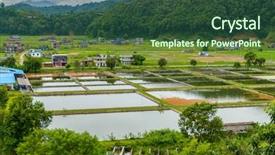  Presentation with nepal - Amazing PPT theme having fish farming in the pokhara backdrop and a tawny brown colored foreground