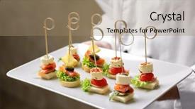  Presentation with chef - Slide deck enhanced with fish festival - chef holding plate with assorted background and a coral colored foreground