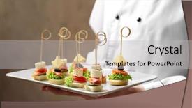  Presentation with chef - Slide set consisting of fish festival - chef holding plate with assorted background and a light gray colored foreground