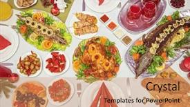  Presentation with christmas food - Beautiful theme featuring fish festival - lots of traditional festive food backdrop and a coral colored foreground