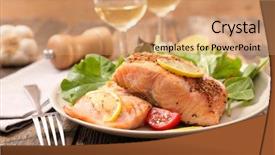  Presentation with salad packaging - Theme consisting of fish festival - salmon with salad background and a  colored foreground