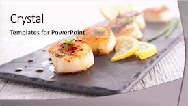  Presentation with fish - PPT theme consisting of fish festival - seared scallop background and a white colored foreground