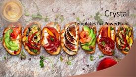  Presentation with vietnamese food for tet holiday - Slide deck with fish festival - set of assorted bruschetta background and a soft green colored foreground