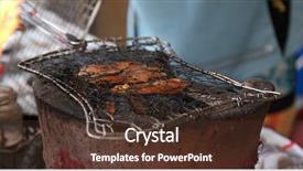  Presentation with examples street food - PPT theme enhanced with fish festival - street store selling grilled salting background and a tawny brown colored foreground