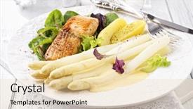  Presentation with salmon grilled fish salmon grilled - Beautiful PPT theme featuring fish fillet recipes - asparagus with grilled salmon backdrop and a lemonade colored foreground