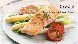  Presentation with salmon fish - PPT layouts enhanced with fish fillet recipes - asparagus with salmon background and a lemonade colored foreground