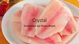  Presentation with fish - Amazing PPT theme having fish fillet backdrop and a coral colored foreground