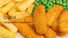  Presentation with fish and chips - Beautiful theme featuring fish fingers served with chips backdrop and a gold colored foreground
