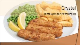  Presentation with peas - PPT theme featuring fish fingers with chips background and a blonde colored foreground