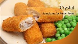 Presentation with peas - Colorful slide set enhanced with fish fingers with mashed potato backdrop and a yellow colored foreground