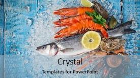  Presentation with seafood - Amazing slides having fish food - fresh tasty seafood served backdrop and a light blue colored foreground