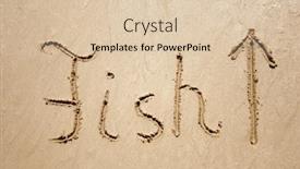  Presentation with designs - Beautiful slide set featuring fish handwritten in sand backdrop and a lemonade colored foreground