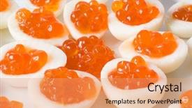  Presentation with quail - Slides having fish immune - snack of the quail eggs background and a coral colored foreground