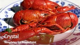  Presentation with food dimsum chinese in china - Presentation theme featuring fish in a chinese resturant background and a crimson colored foreground