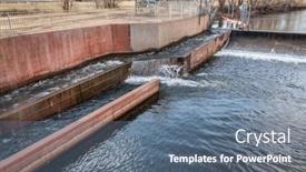  Presentation with lake fish - Amazing slide set having fish-ladder-at-water-diversion backdrop and a ocean colored foreground