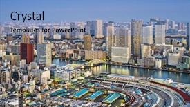  Presentation with unmanned aerial - Slide deck having fish marketing - tokyo japan aerial cityscape background and a light blue colored foreground