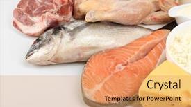  Presentation with protein food - Amazing presentation having fish meat - food high in protein close-up backdrop and a coral colored foreground