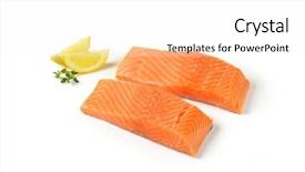  Presentation with salmon - Cool new slide deck with fish meat - two raw salmon fillets backdrop and a white colored foreground