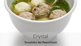  Presentation with meatball - PPT theme consisting of fish-meatball-soup-taiwanese-food background and a light gray colored foreground