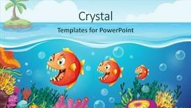  Presentation with school zombie - Slide deck with fish near the coral reef background and a  colored foreground