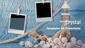  Presentation with marine life - Colorful presentation theme enhanced with fish net - marine life decoration and instant backdrop and a seafoam green colored foreground