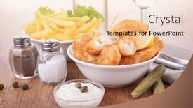  Presentation with nuggets - Beautiful theme featuring fish nuggets and french fries backdrop and a blonde colored foreground
