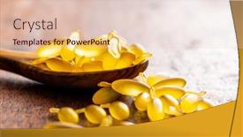  Presentation with capsules - Presentation design having fish-oil-capsules-in-spoon background and a lemonade colored foreground
