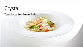  Presentation with penne pasta - PPT theme having fish penne pasta al dente background and a white colored foreground