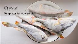  Presentation with frozen fish - Cool new slide set with fish perch frozen object backdrop and a light gray colored foreground
