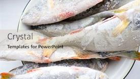  Presentation with frozen fish - Presentation theme with fish perch frozen object background and a soft green colored foreground