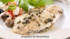  Presentation with fish - Amazing slide deck having fish piccata with capers backdrop and a coral colored foreground