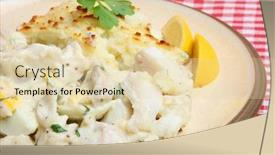  Presentation with egg pie - Audience pleasing slides consisting of fish-pie-with-haddock-cod backdrop and a lemonade colored foreground