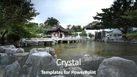  Presentation with asian culture - Amazing PPT layouts having fish plant culture - asian garden backdrop and a gray colored foreground