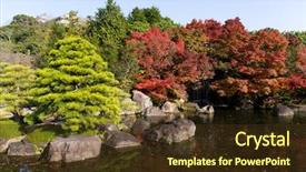  Presentation with partikel japan - Theme featuring fish plant culture - autumn garden in japan background and a tawny brown colored foreground